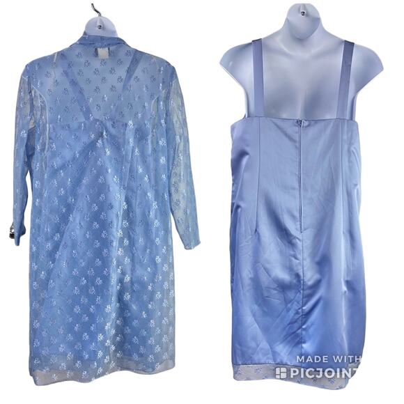 Vintage 80's Onyx Nite Nightgown Robe Set Periwinkle Sz 22W New Old Stock - Picture 2 of 5
